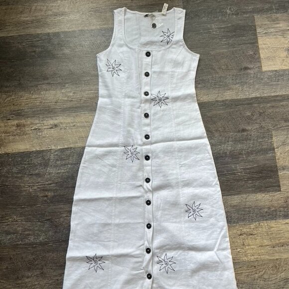 NWT Madewell Button-Front Midi Dress in 100% Linen 2 - Picture 6 of 9